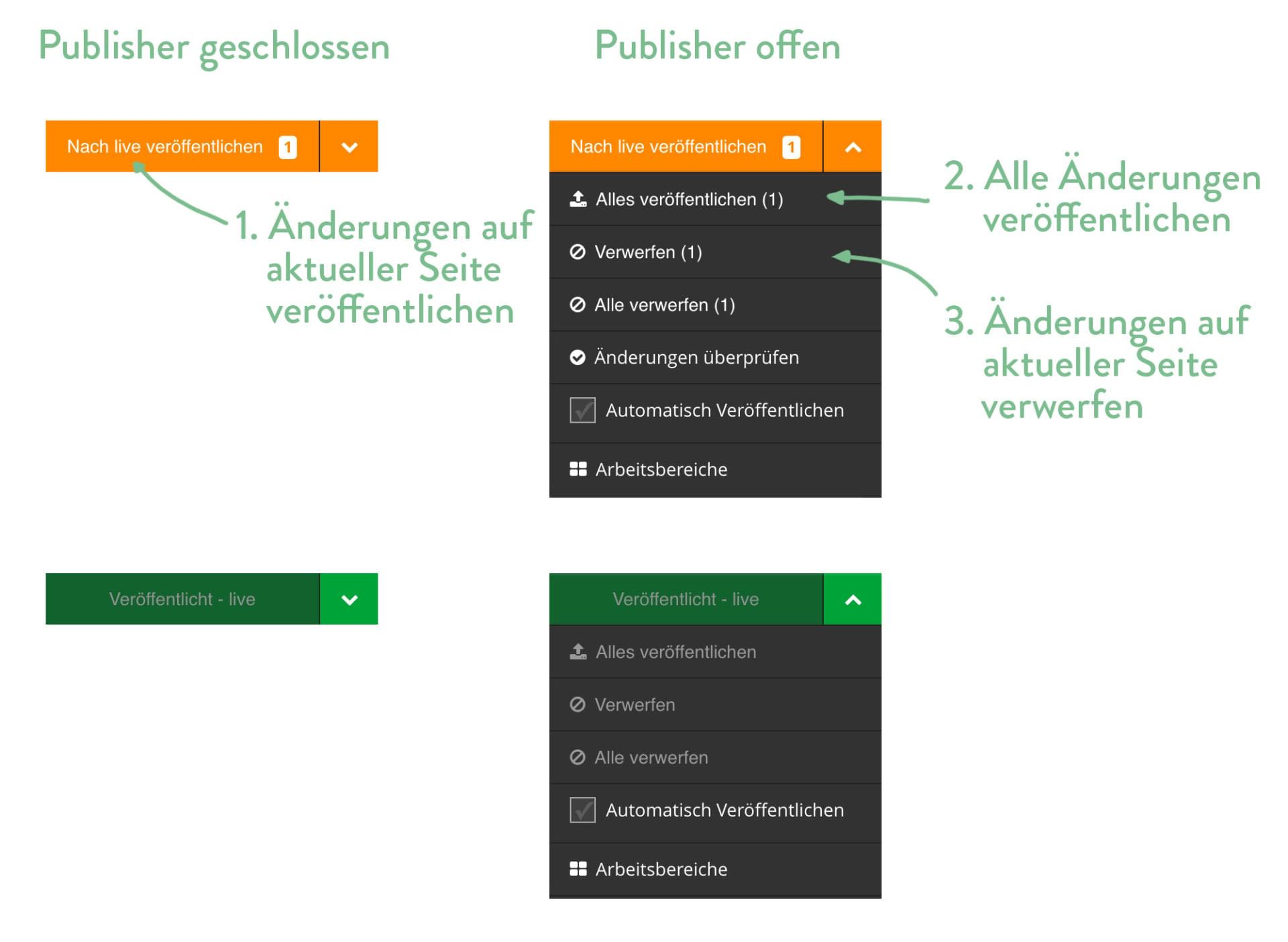 Der Publisher in verschiedenen Stadien