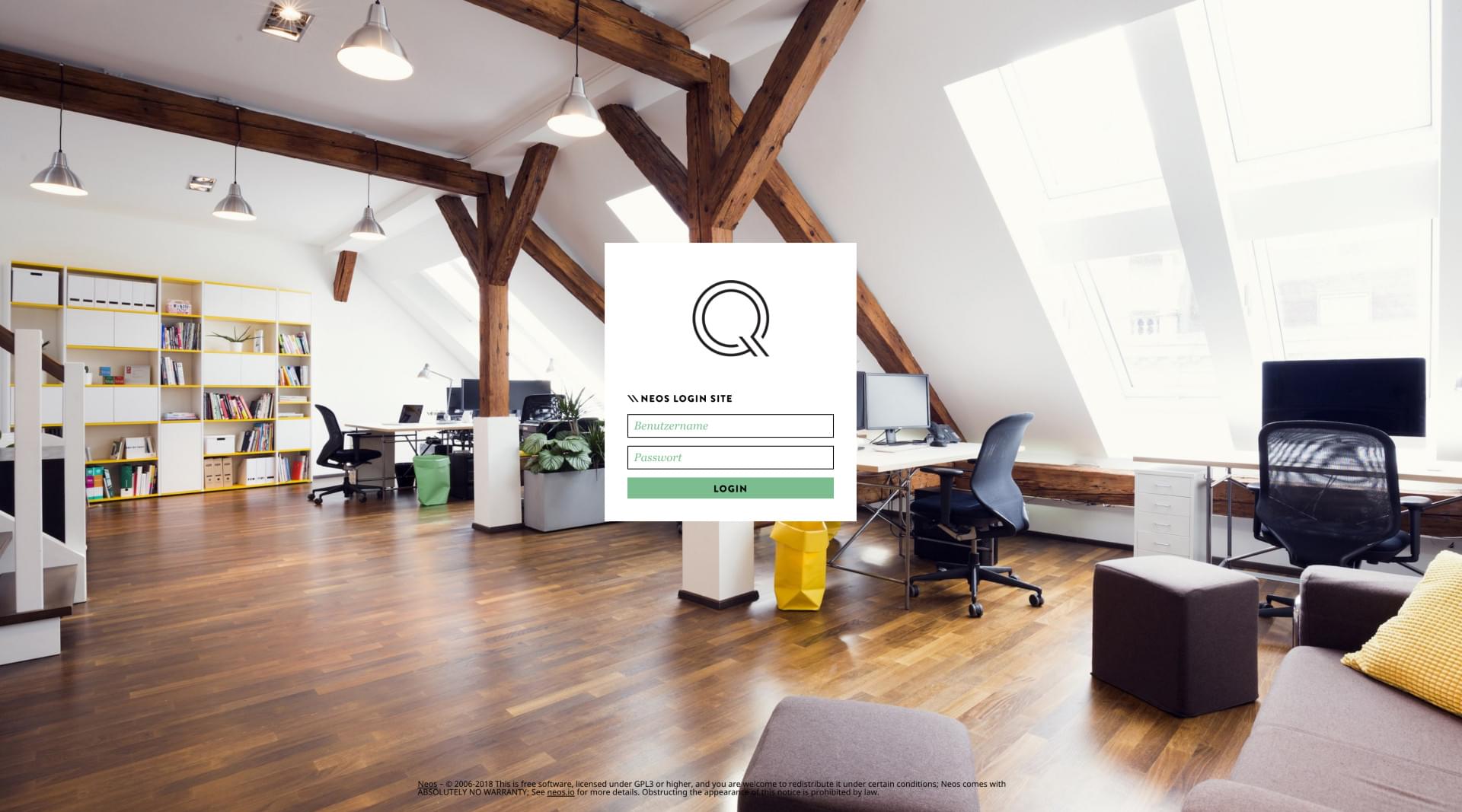 Das Neos Login-Fenster